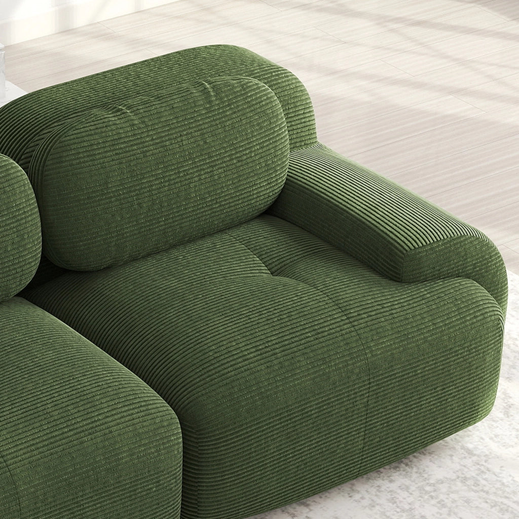 Divano angolare modulare 4 posti - con chaise longue e braccioli curvi - verde