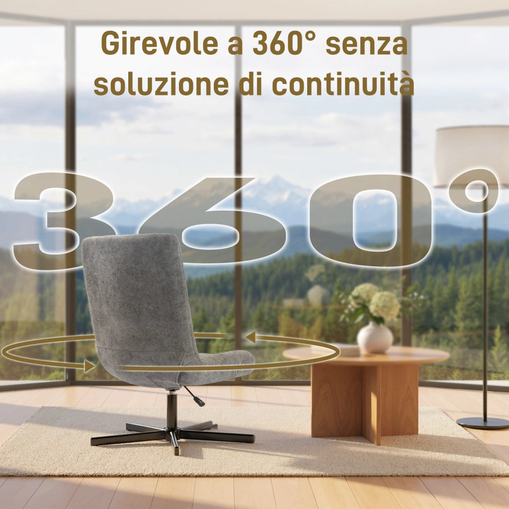 Poltrona Relax Reclinabile 4 Livelli ¨C Xylo ¨C Tessuto Effetto Velluto Grigio con Poggiapiedi, 66x80x93-104 cm