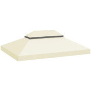 COPERTURA PER GAZEBO DA GIARDINO 3X4 M A 2 LIVELLI IN TESSUTO OXFORD 600D CON FORI DI DRENAGGIO BIANCO CREMA