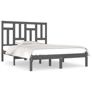 Letto matrimoniale | Letto per adulti | Giroletto Grigio in Legno Massello di Pino 200x200 cm