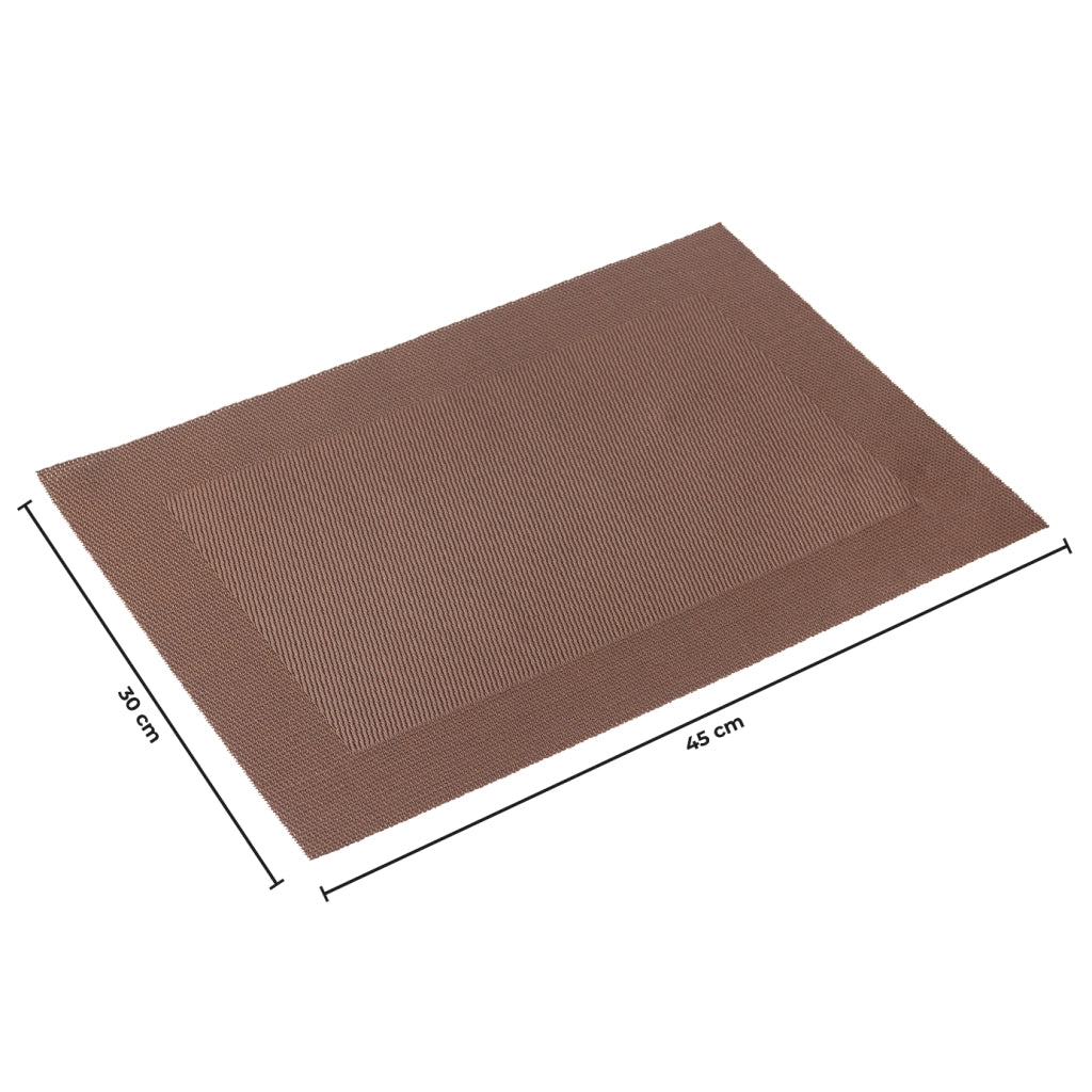 Set 4 Tovagliette Americane 45x30 cm in PVC Intrecciato, Lavabili e Riutilizzabili, Sottopiatto Rettangolare per Tavola Cucina e Sala da Pranzo  Marrone