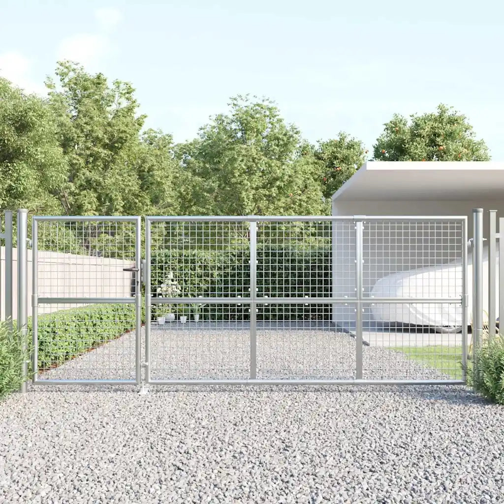 Cancello da Giardino in Rete Argento 350x125 cm in Acciaio Zincato 154552