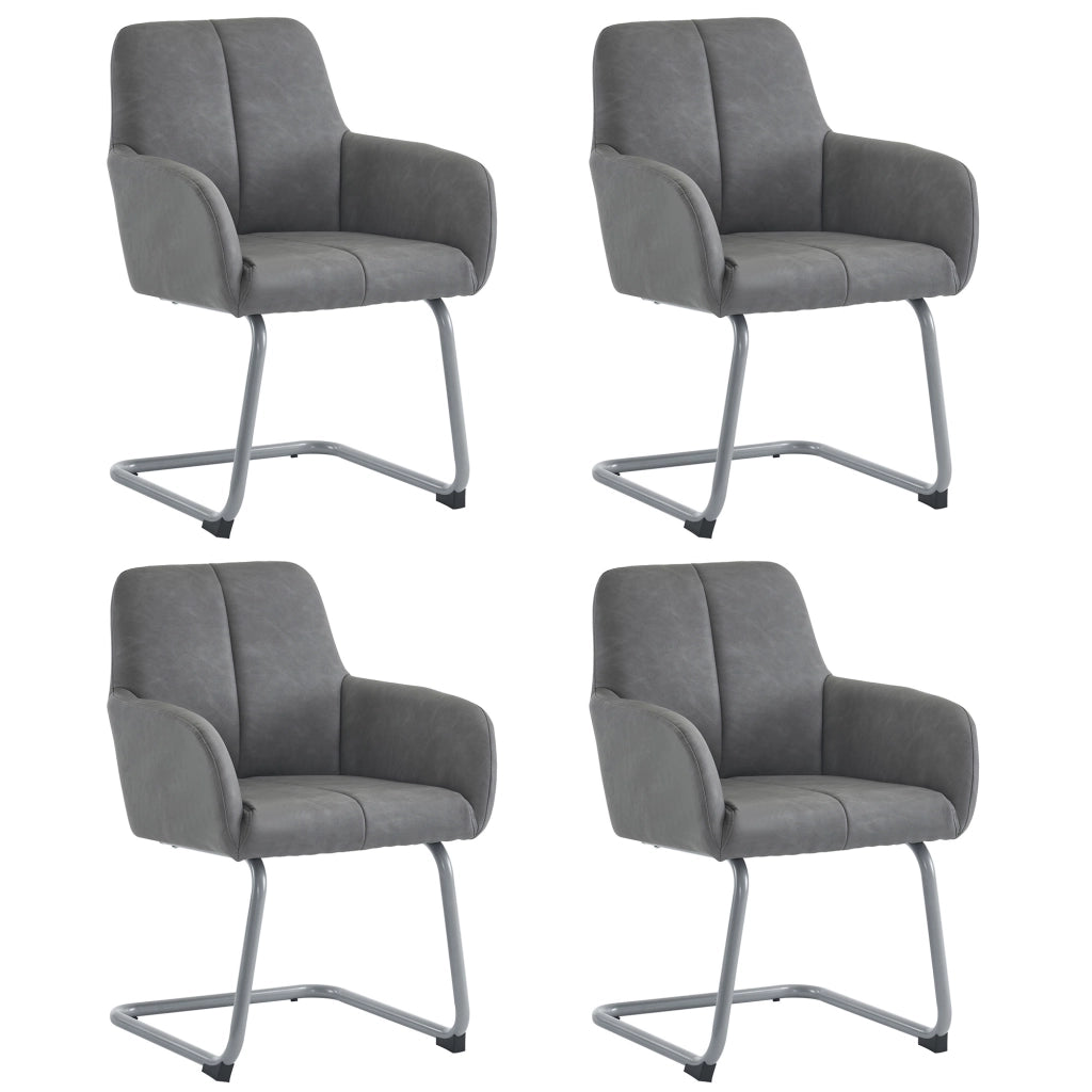 Sedia da pranzo set 4 - Zephmum- Moderna con gambe in acciaio curve grigio