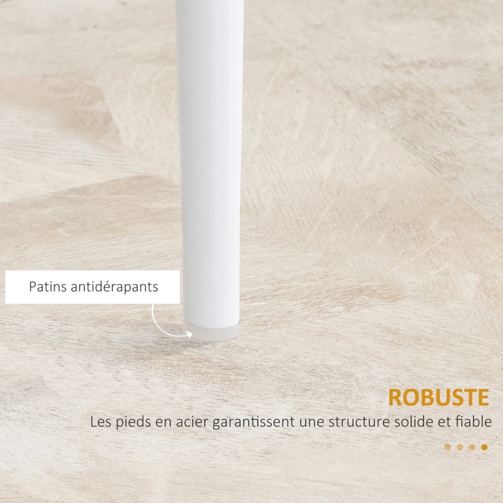 Set di 4 sedie da pranzo con schienale alto, rivestimento in similpelle e gambe in metallo ¨C Minimal ¨C Bianco