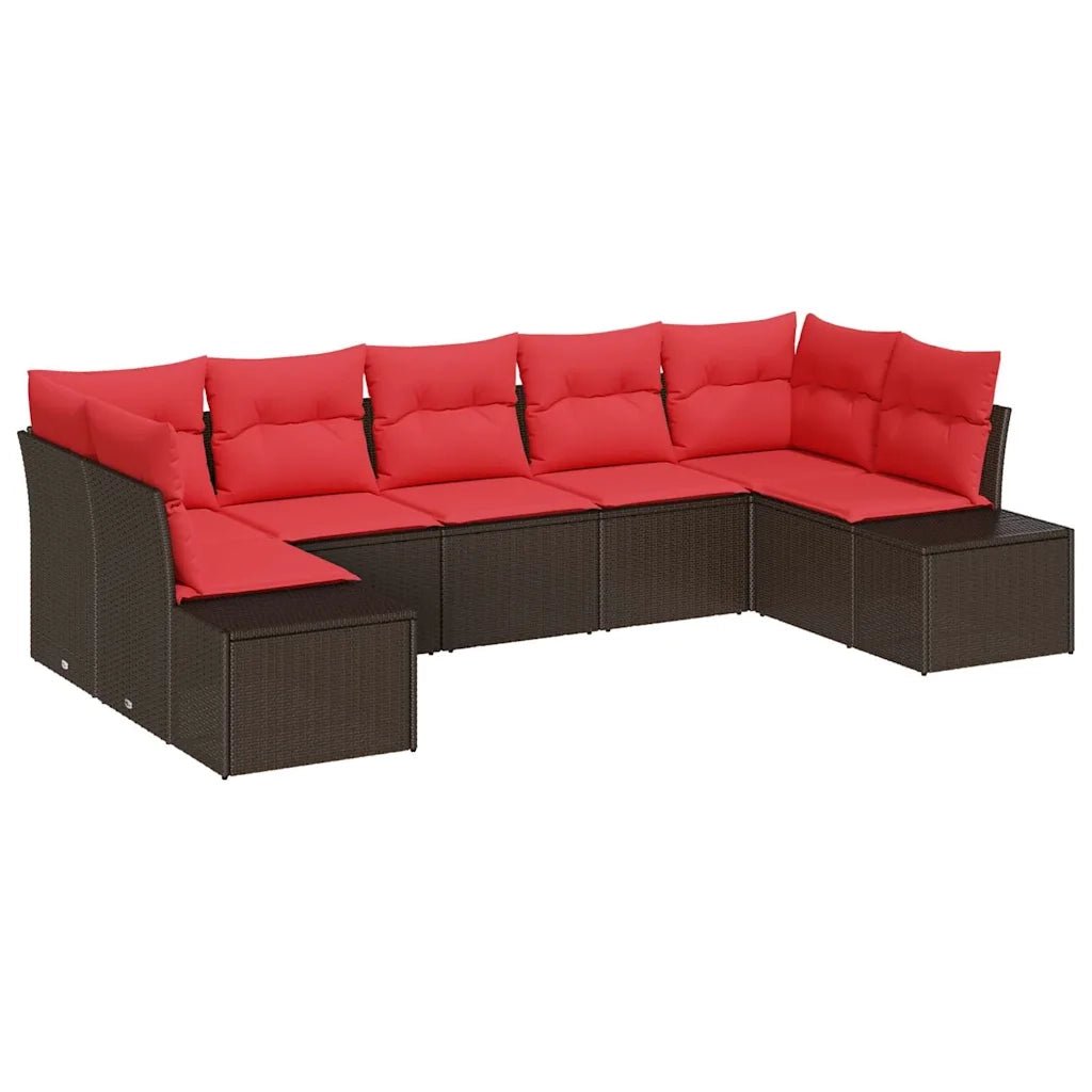 Set Divano da Giardino con cuscino 7 pcs Marrone polyrattan 3347214
