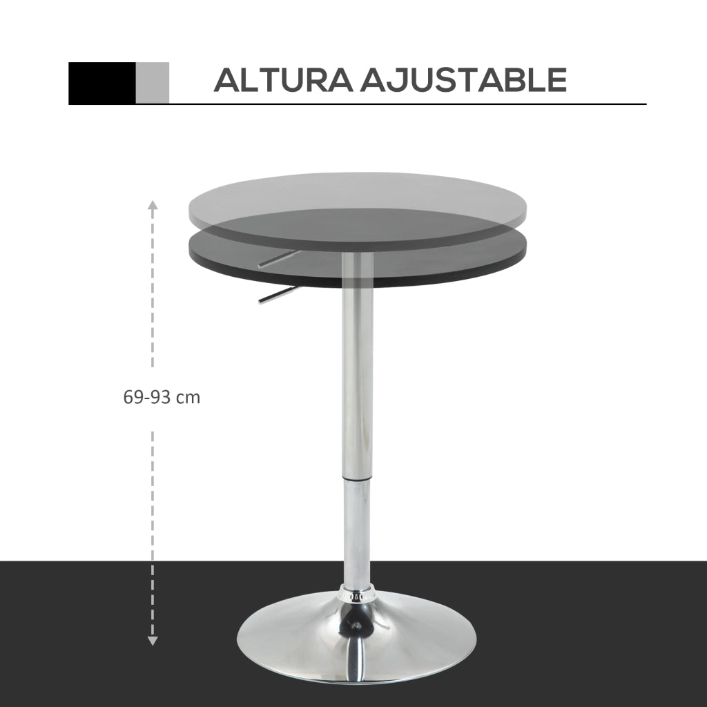 Tavolo bar regolabile in altezza ¨C Xylo ¨C base rotonda antiscivolo nero ?60x69-93 cm