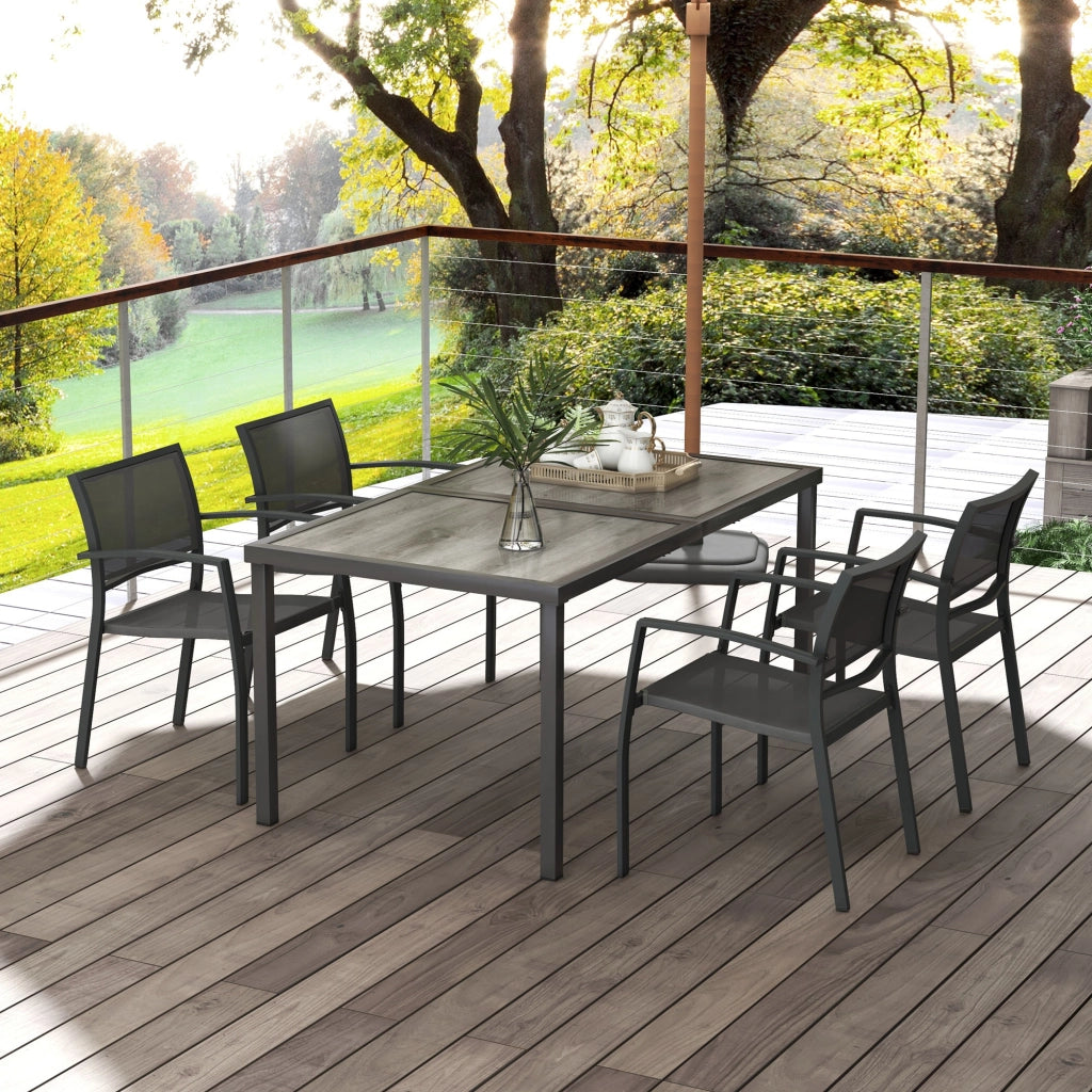 Set tavolo da pranzo con 4 sedie per giardino esterno ¨C Xylo ¨C grigio, 150x87x72 cm