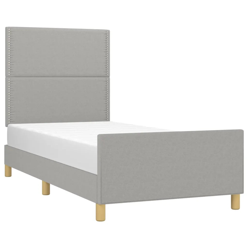 Letto singolo | Letto per adulti | Giroletto senza Materasso Grigio Chiaro 90x200 cm Tessuto