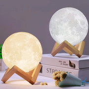 Trade Shop - Lampada Led 3d A Forma Di Luna Usb Luna Luce Regolabile Notturna Con Filo -