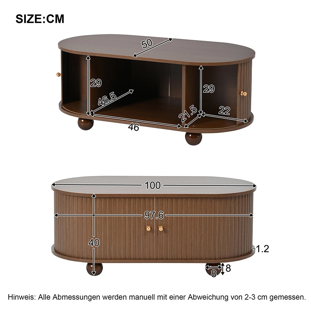Mobile TV con tavolino - Xylo - 2 pezzi noyer MDF 100x45cm