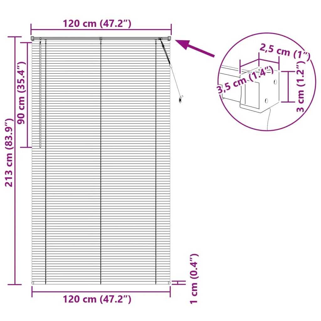 Tenda Veneziana | Tenda a lamelle Marrone Scuro con Motivo 213 x 120 cm 25 mm PVC