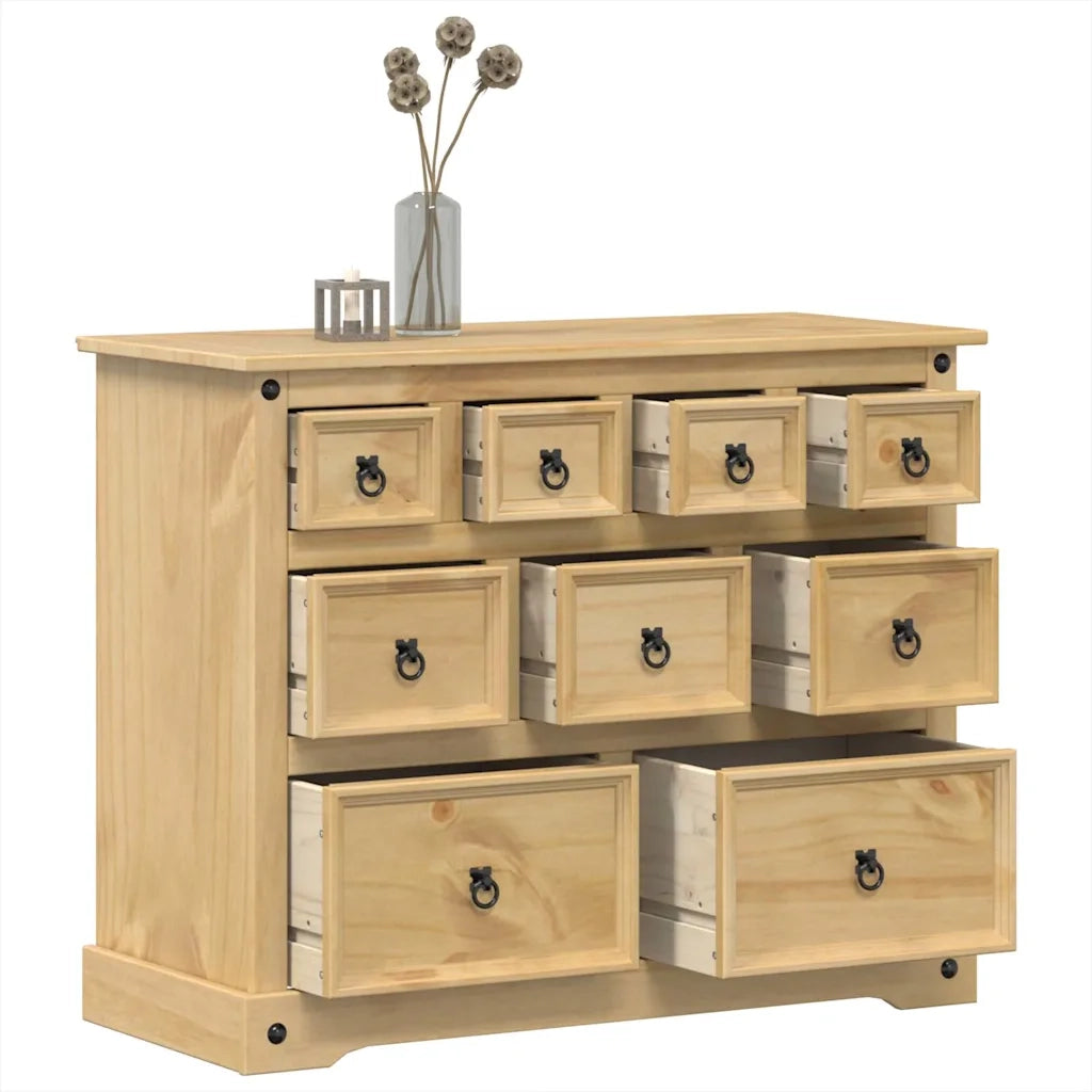 Cassettiera Corona 101x45x82 cm in Legno Massello di Pino CFW2549845