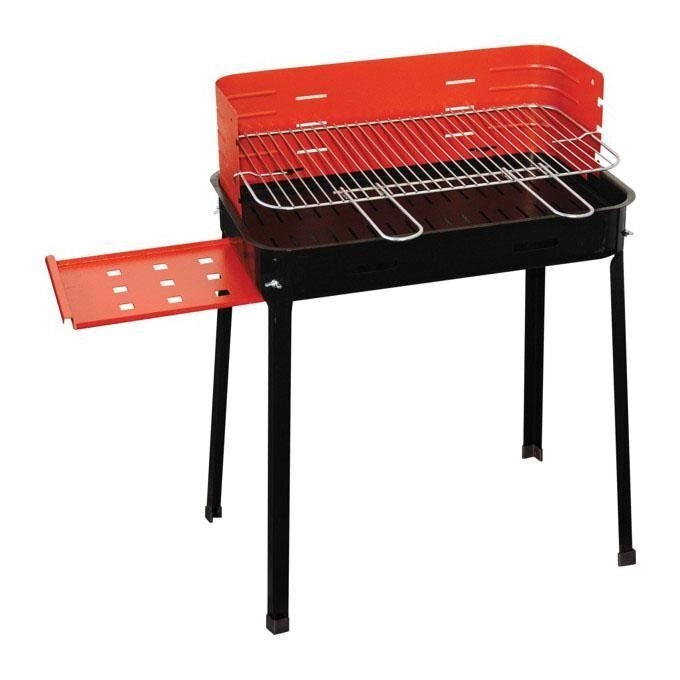 MILLE 7878510 Barbecue a Carbone Flavia Big Griglia Regolabile in 3 Altezze Mensola Laterale Braciere Estraibile colore Rosso