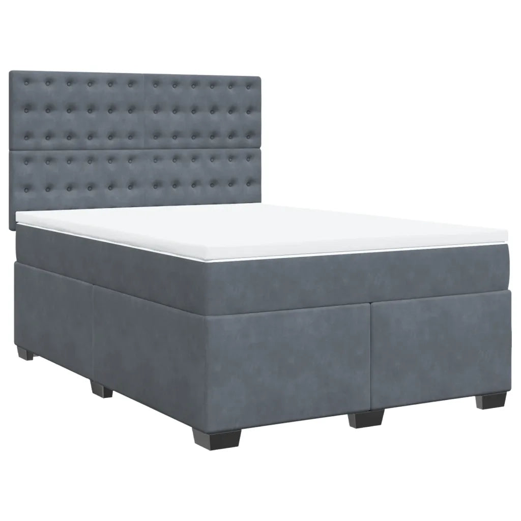 Giroletto a Molle con Materasso Grigio Scuro 160x200 cm Velluto 3293267