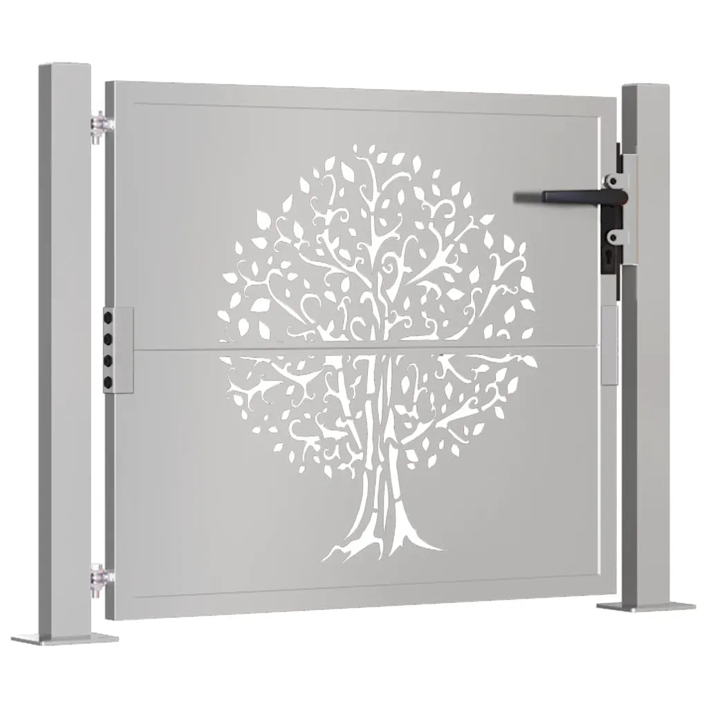 Cancello da giardino 100x100 cm in acciaio Corten con design ad albero 153215