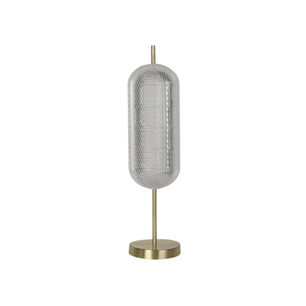 Lampada da tavolo a LED Capsule, metallo ottone satinato e paralume in acrilico