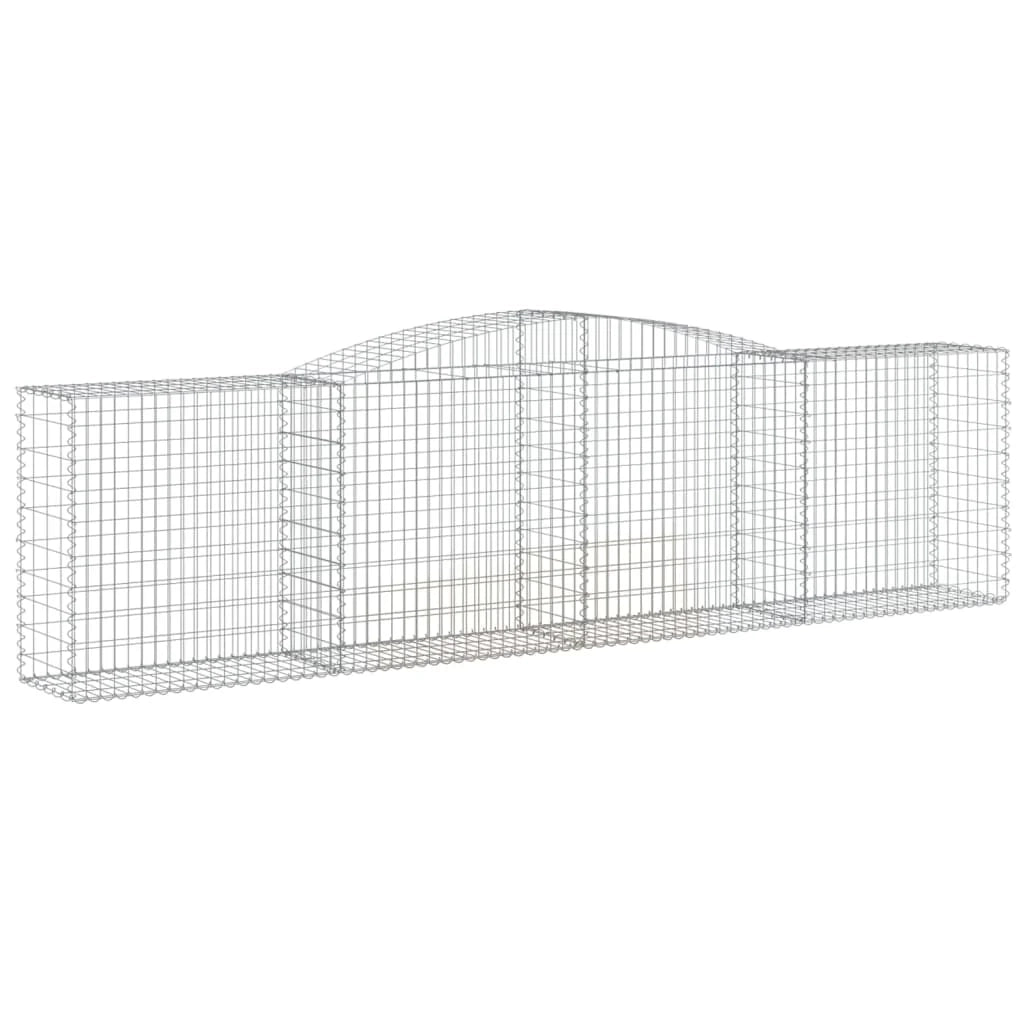 Cestini gabbioni recinzione a gabbia muro di contenimento ad arco 5 pezzi 400 x 50 x 100/120 cm ferro zincato argento 02_0040938