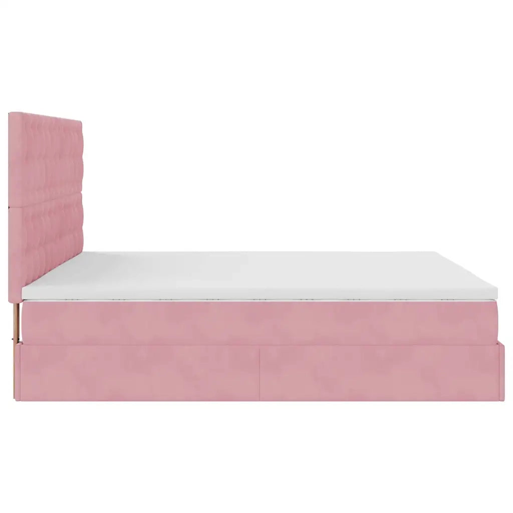 Struttura Letto Pouf con Materassi Rosa 200x200 cm Velluto 3313642