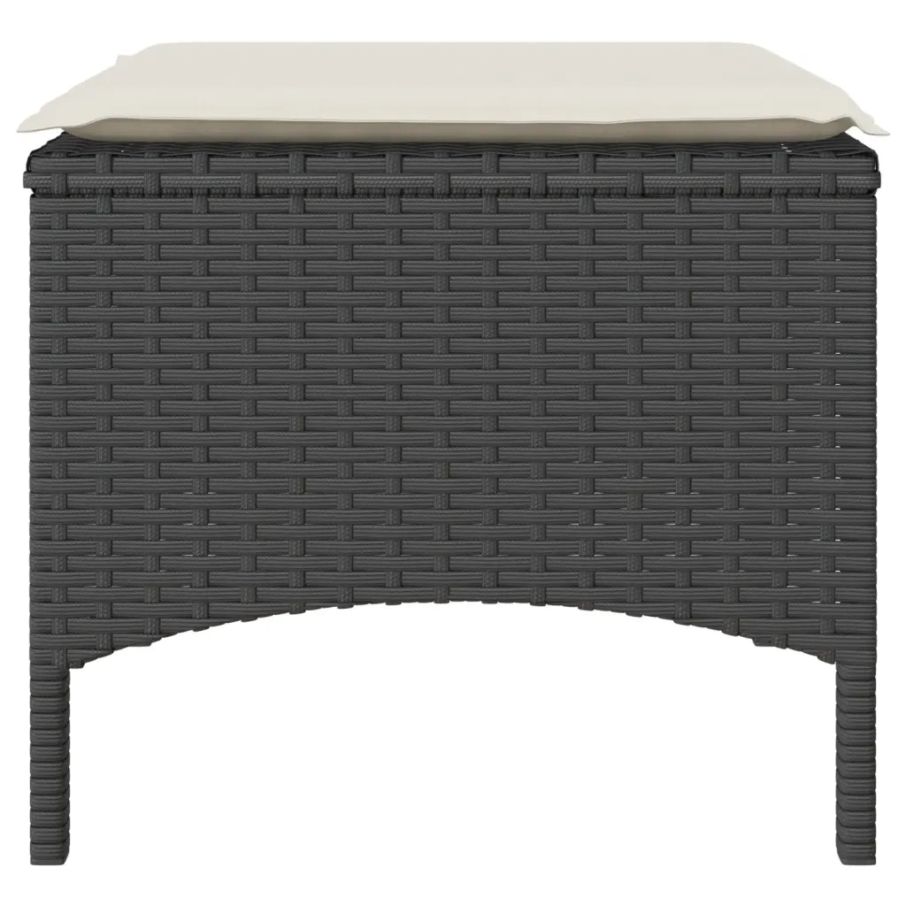 Divano Giardino 2 Posti con Tavolo e Sgabelli Nero Polyrattan 4003890