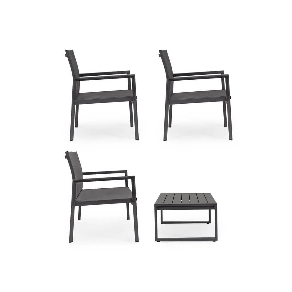 Set da 4 pezzi salotto da giardino in alluminio e textilene - QUIETUDE