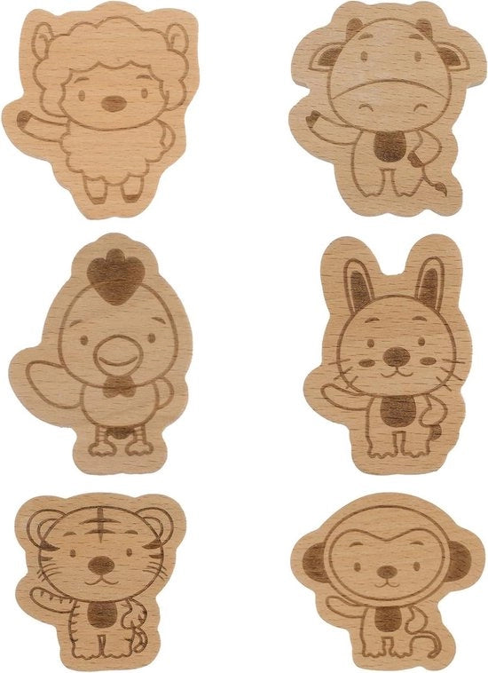 Maniglie in legno premium per bambini con 6 animali: coniglio, pollo, agnello, scimmia, tigre e vitello, decorazioni per la camera da letto, maniglie per porta.