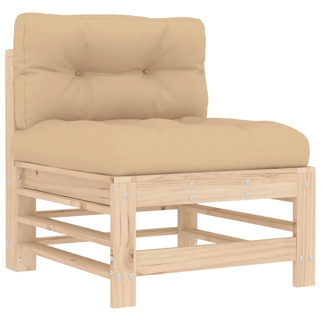 Divano Centrale con Cuscini-Sofa Modulare-Divanetto in Legno di Pino 994051