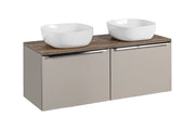 Set mobili bagno 120 cm con piano e 2 lavabi da appoggio Smile Santa Fe Taupe 120 cm