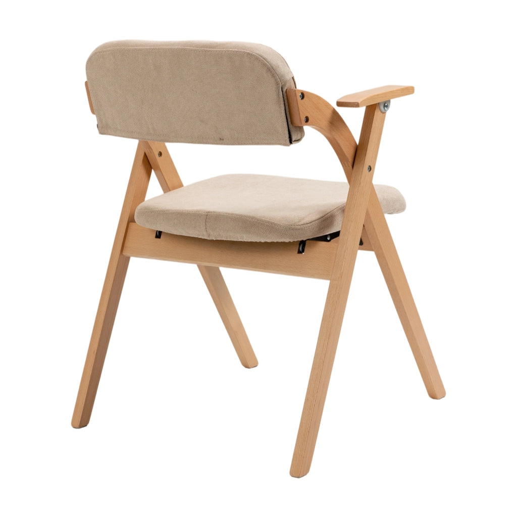 Set di 2 sedie pieghevoli con braccioli; seduta imbottita in legno; kaki
