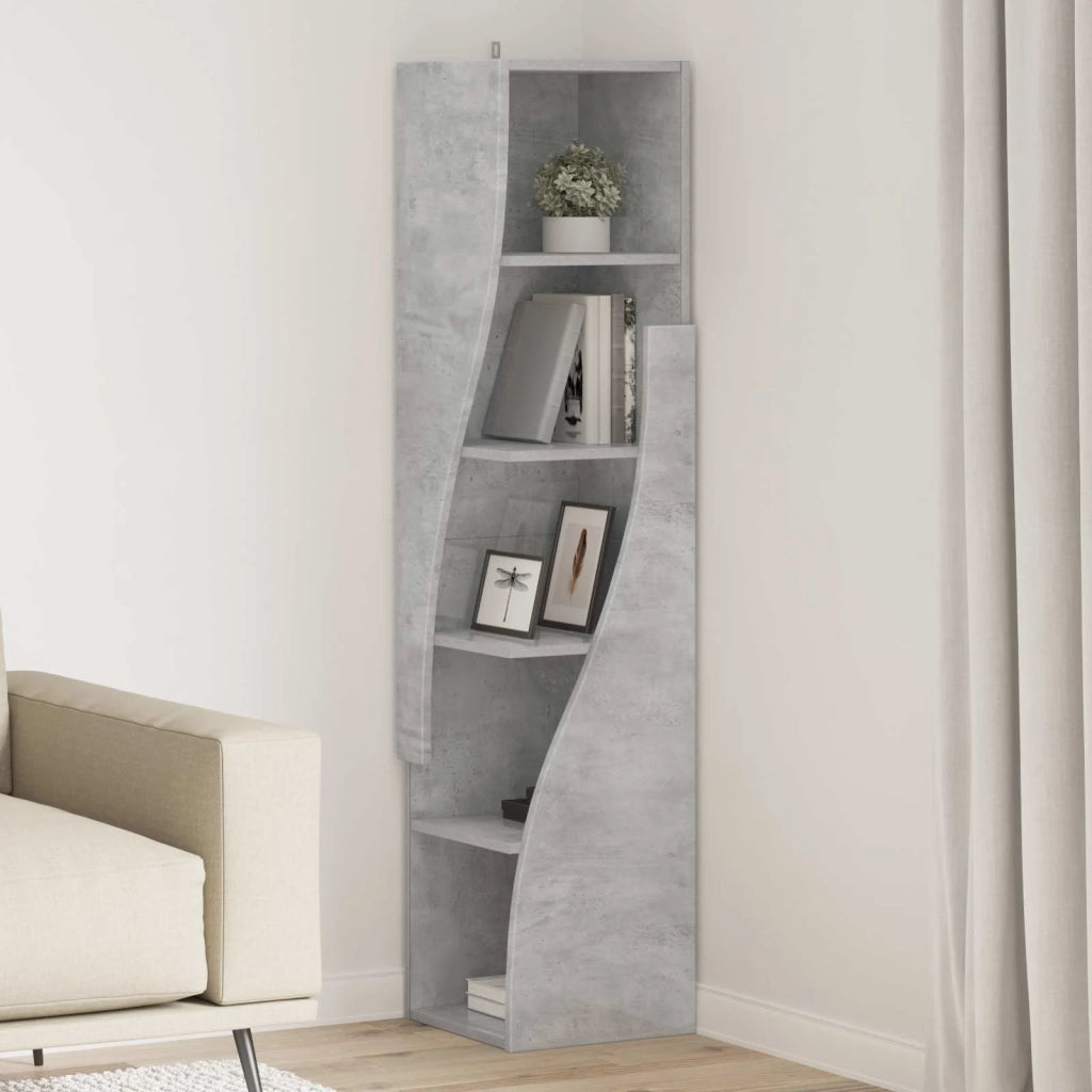 Mobile angolare 32x32x140cm Legno ingegnerizzato Grigio cemento 889878