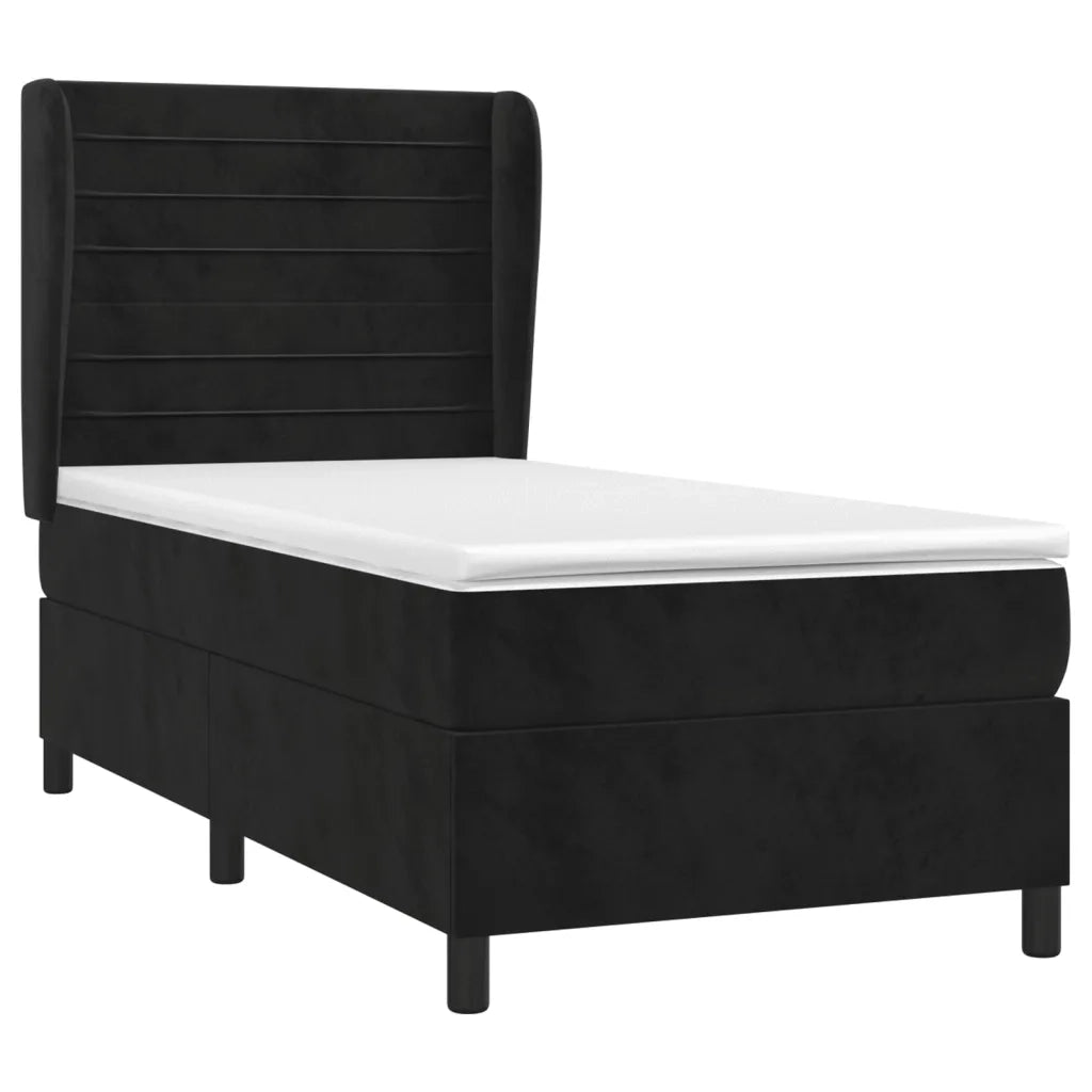 Giroletto a Molle con Materasso Nero 90x190 cm in Velluto 3129245