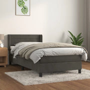 Giroletto a Molle con Materasso-Struttura Letto Grigio Scuro 90x200 cm Velluto 670436