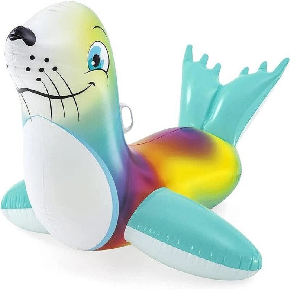 Trade Shop - Cavalcabile Gonfiabile A Forma Di Foca Allegra Bambini 157x114cm Maniglie 41479 -