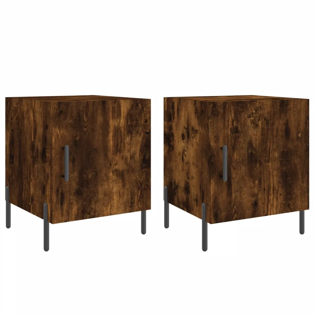 Comodini 2 pz-Set di 2 Tavolino da notte Rovere Fumo 40x40x50 cm in Legno Multistrato 138952