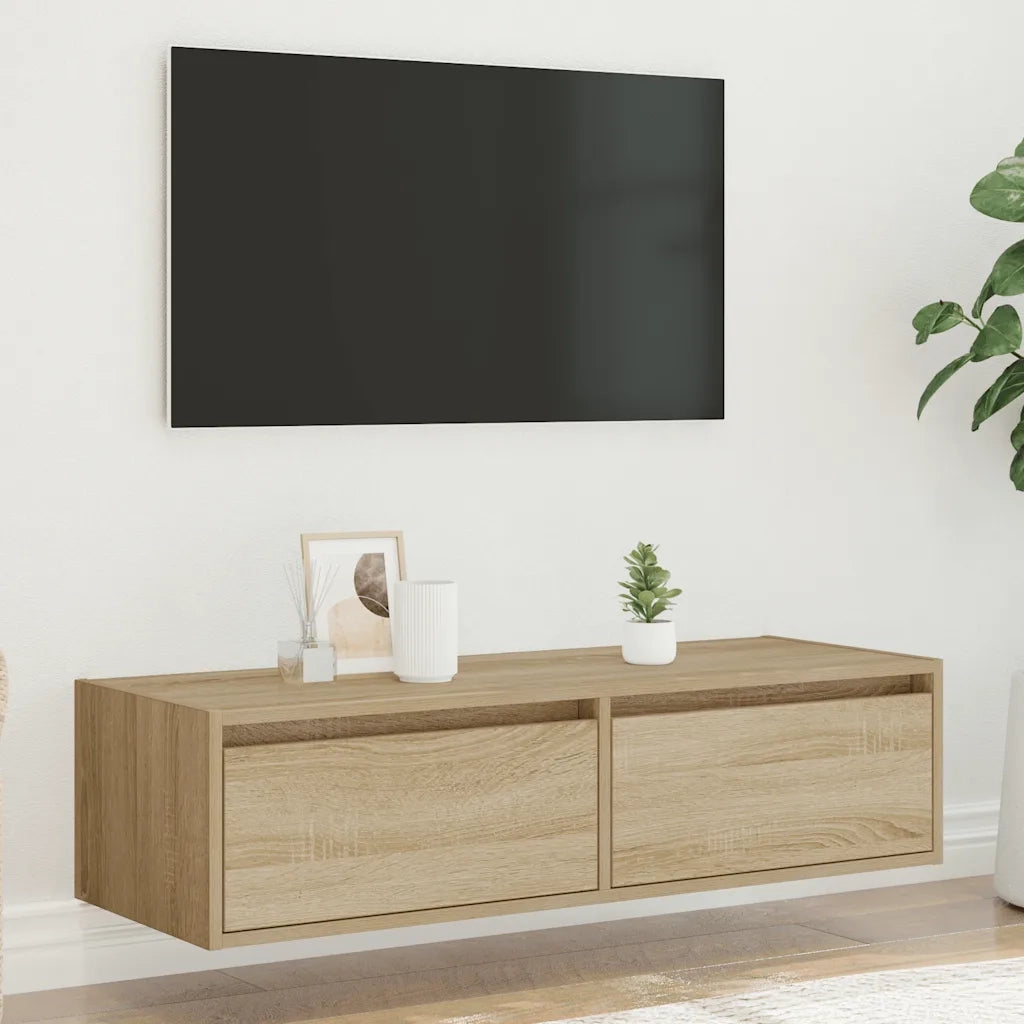 Mobile Porta TV con Luci LED Rovere Sonoma 100X35,5x25 cm 860240
