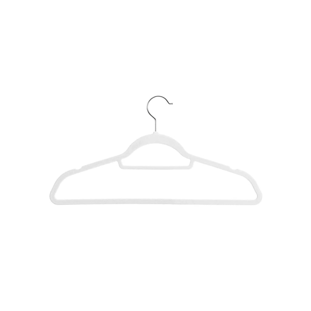 Set di 20 grucce antiscivolo in velluto spessore 0,6 cm salvaspazio gancio girevole a 360° lunghezza 45 cm per cappotti camicie abiti pantaloni bianco 12_0003419