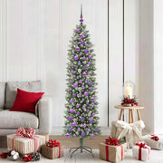 Albero di Natale Artificiale Sottile Verde e Bianco 180 cm 3395299