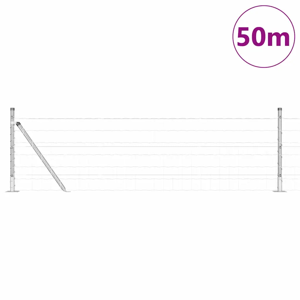 Recinzione da Giardino | Recinzione con Posto Argento 0,6 x 50 m Acciaio