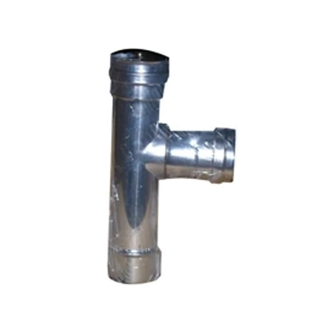 ALA B0129466 Gomito T Inox F-F 8 mm AISI 316L Finitura Lucida per Stufe a Pellet colore Acciaio