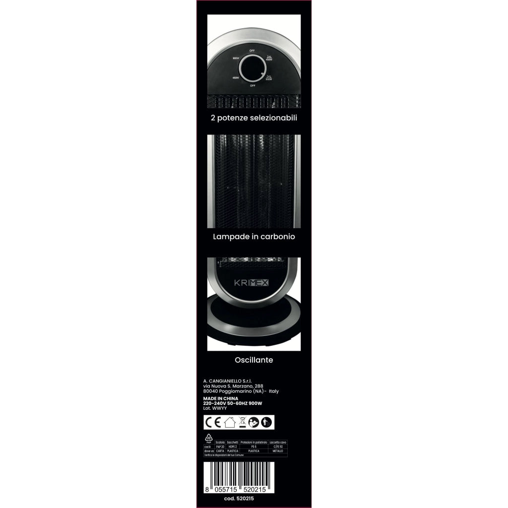Stufa al carbonio Krimex 450/900 W