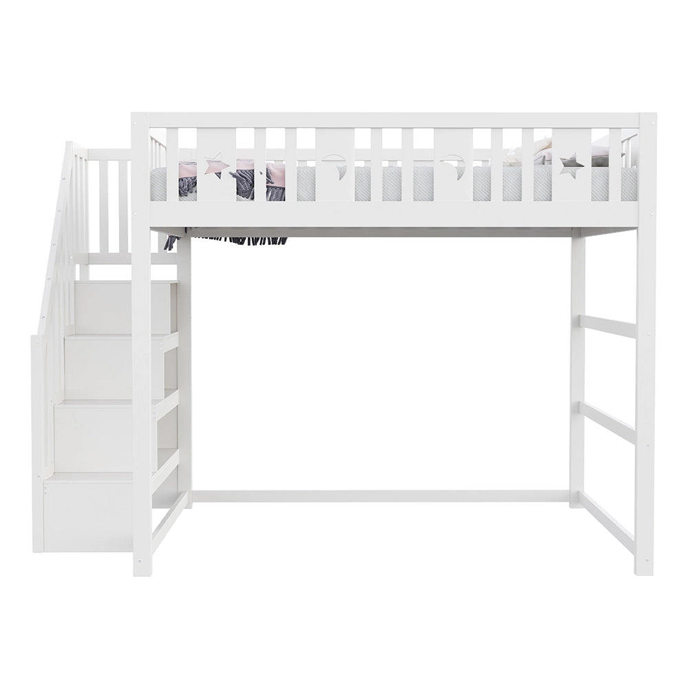 Letto a castello bambini - Xylo - 140x200 cm stelle lune bianco