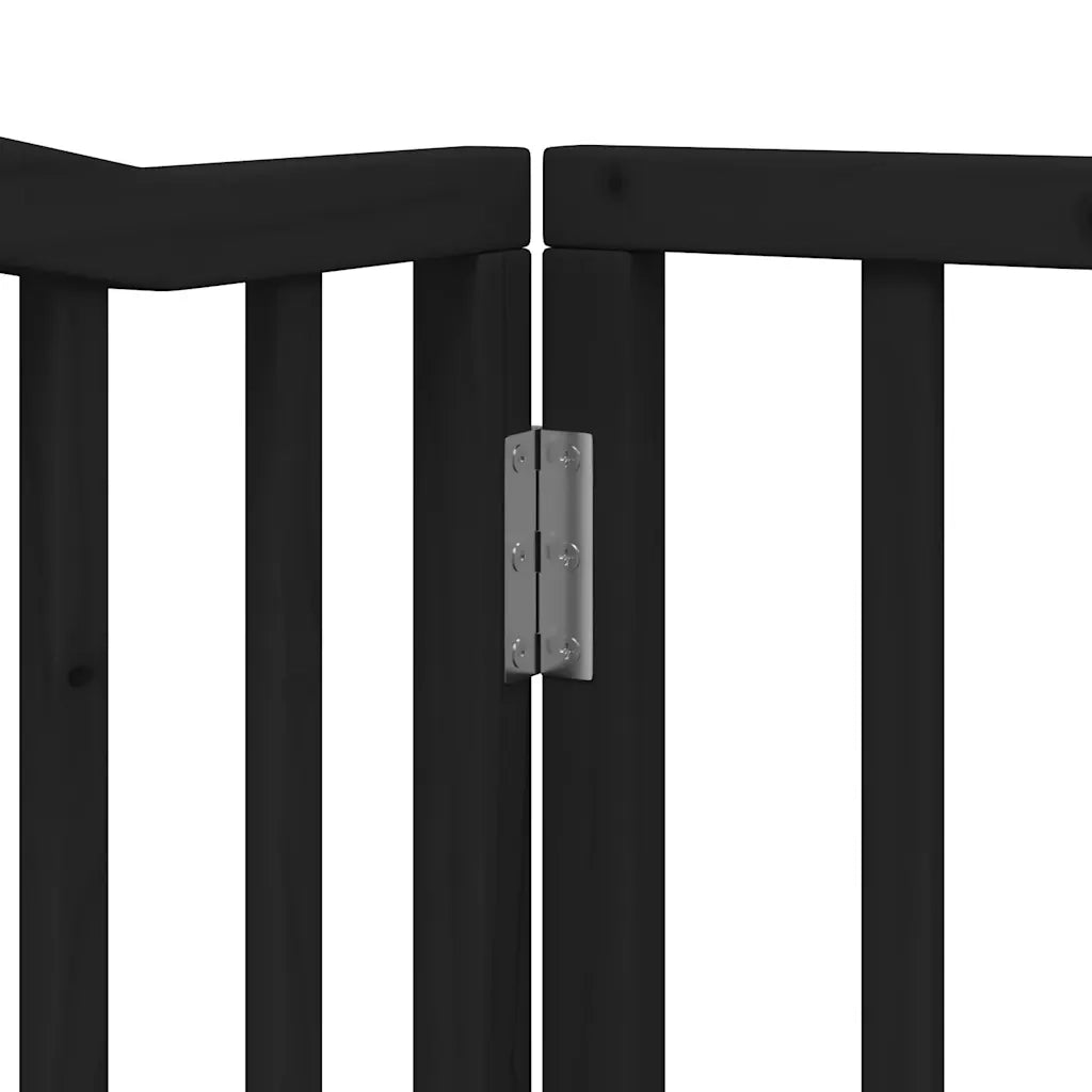 Cancello per Cani Porta Pieghevole Nero 4 Pannelli 320cm Pioppo 352227