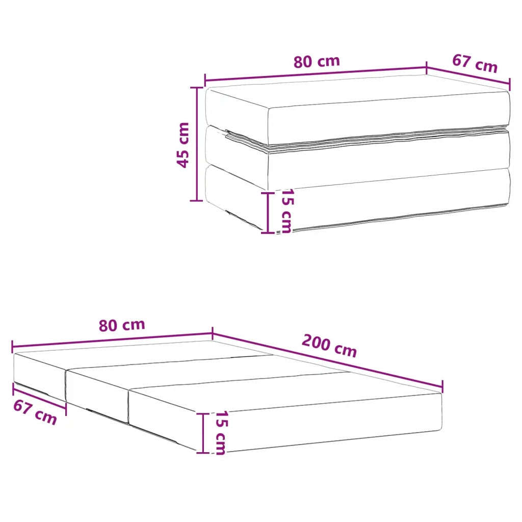 Divano Letto Pieghevole 80 x 67 x 45 cm Nero 900183