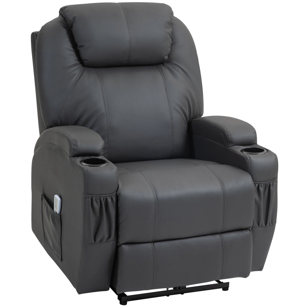 POLTRONA RELAX MASSAGGIO RECLINABILE 82x97x110 cm Grigio Scuro Similpelle