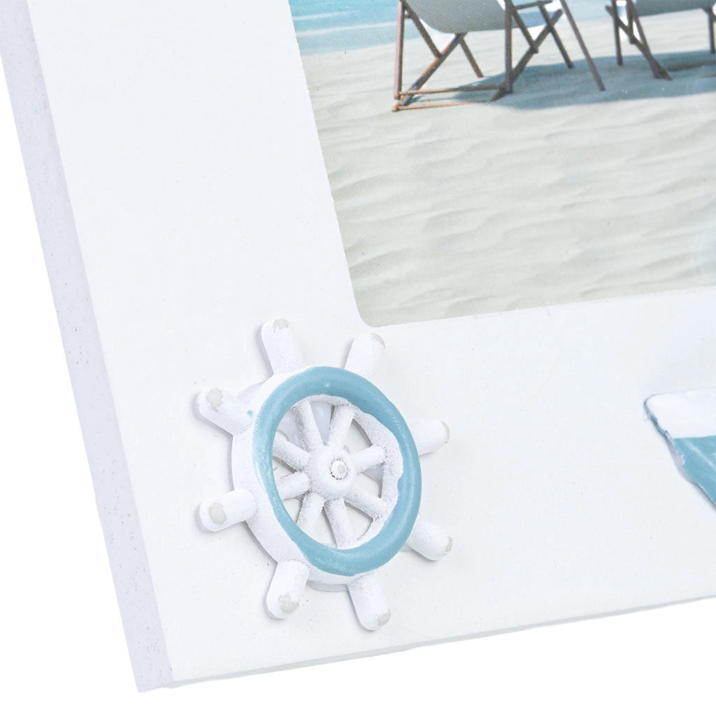 Cornice portafoto in legno blu, 17 x 2,5 x 22 cm