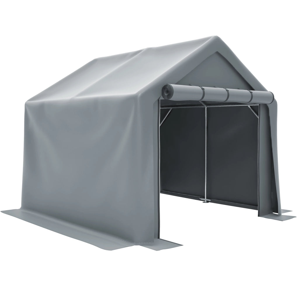 Capanno da giardino 244x241x217cm garage per biciclette deposito utensili tenda robusta impermeabile colore grigio scuro per giardino e esterni
