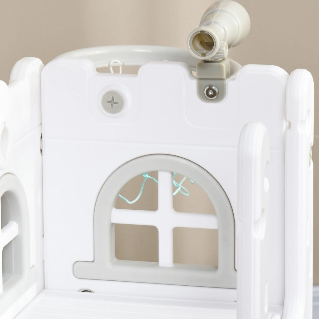 Scivolo per bambini 5 in 1 con canestro e struttura di arrampicata telescopica ¨C Xylo ¨C Grigio 70x177x92cm