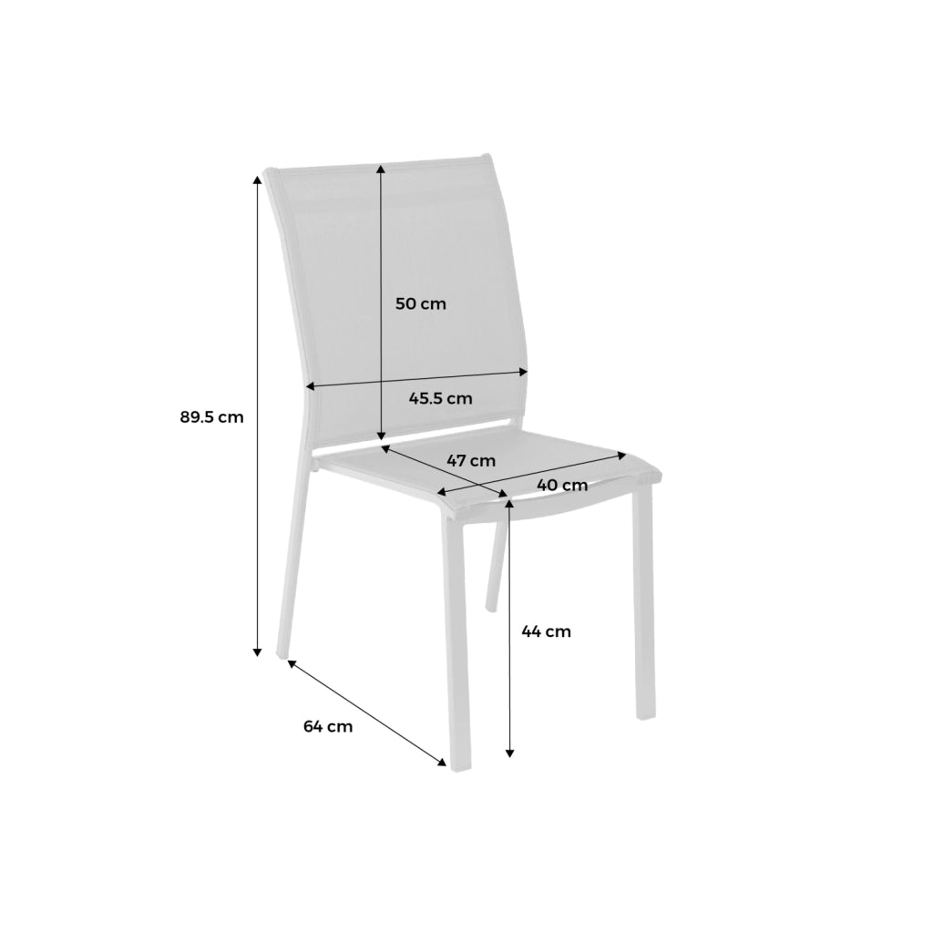 Set 4 sedie da giardino impilabili in alluminio e textilene, beige