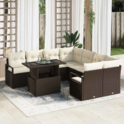 Set Divano da Giardino 9 pcs Marrone e Crema polyrattan 3348794