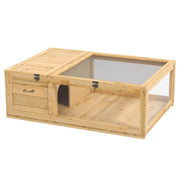 Casetta in legno per tartarughe, recinto per tartarughe con casette principali, coperchio incernierato, 91 x 60,5 x 32 cm, giallo