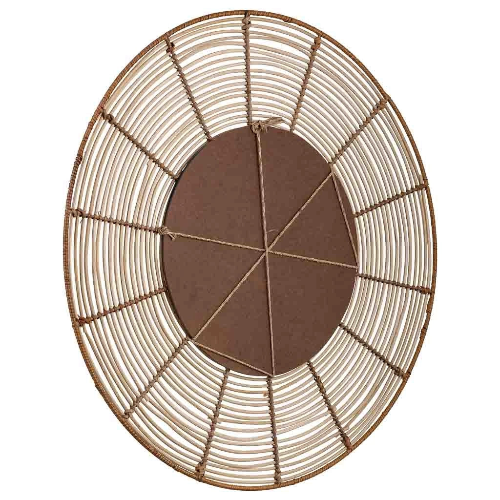 Specchio rotondo in rattan marrone 61x61x03h